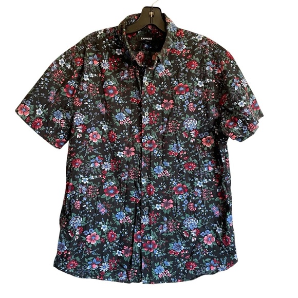 Express Black and Red Casual Button Down Shirt - Picture 1 of 7
